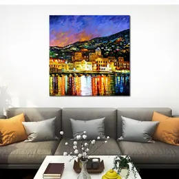 Arte Feito à Mão em Tela Portugal Ilha da Madeira Contemporâneo Pinturas a Óleo Pessoas Pintura Ruas Decoração de Casas de Banho