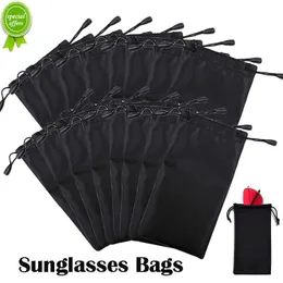 New 20PCS Soft Waterproof Sunglasses Bag Drawstring Dustproof Black Glasses Bag Soft Microfiber Portable Eyewear Storage Container