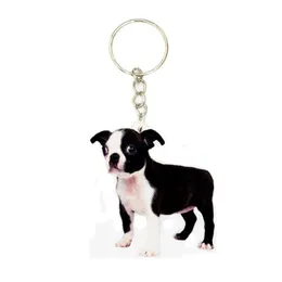 Köpek Giyim Boston Terrier Akrilik Keying Moda Sevimli Takılar Anahtarlıklar Erkek Anahtar Zincir Ring Erkek Arkadaş Hediye Kadınlar için Hediye Deli Dhdqe