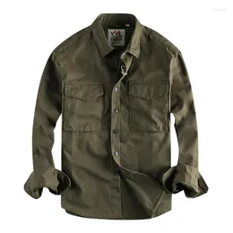 Męskie koszulki zwykłe RETROR RETROR MĘŻCZYZNA KURTA Koszulki Solidne Colo długie rękawy płócienne bawełniane wojskowe mundury safari w stylu mens top jacke