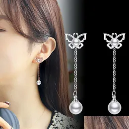 Dangle Shandelier S925 Sier Pearl Butterfly Earrings Jewelry with 925 Earply 4 wait drop Delivery dhndi