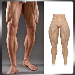 乳房形式シリコン偽の筋肉男性パンツ現実的な人工シミュレーション偽筋力補電器コスプレコスト230616のための偽の筋肉強いレッグパンツ