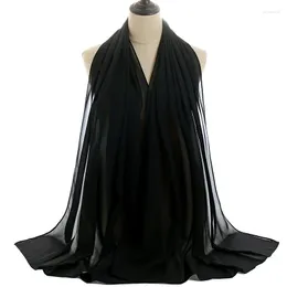 Sciarpe Sciarpa seersucker in chiffon di perle monocromatiche Foulard lungo tinta unita da donna malese 180 75 cm