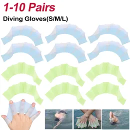 Strandtillbehör 1-10Prair Frog Type Silicone Swimming Mantens Hand Fins Flippers Finger Webed Gloves Paddle Water Sports Diving Training Gloves 230616