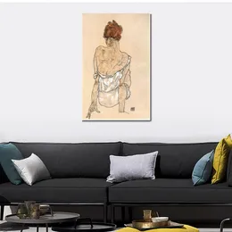 Handmade Modern Abstract Canvas Art Zittende Vrouw on The Rug Egon Schiele Painting Figure High Quality