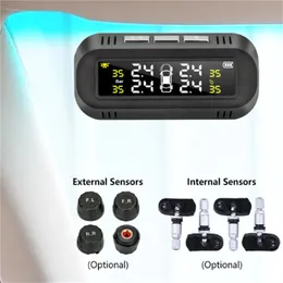 DEVELUCK car tire pressure monitoring system solar adjustable LCD screen automatic brightness control wireless 5 tire TPMS USB