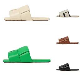 2024 Sandali Slider Lido Designer Donna Pantofole Scivoli da spiaggia Scarpe piatte in gomma Infradito per uomo Donna Punta verde Sandalo resistente all'usura Pantofola 35-40