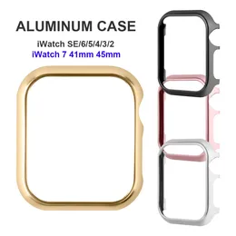Metalowa rama ochronna dla Apple Watch9 8 7, 45 mm 44 mm, dla Iwatch Series9 8 7/6/5/4, w złotym aluminium
