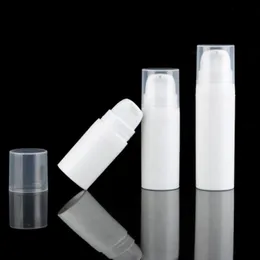 Airless Pump White Bottles - 5ml & 10ml Mini Test Samples for Cosmetics - Vacuum Sealed Container Packaging Muiui