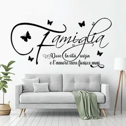 Family Wall Stickers Quotes Adesivi murali frasi famiglia amore decorazione per parete da parede Art Home Living Room Decor Z436