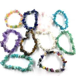 Koreanska strängar naturliga stenpärlor armband för kvinnor män färgglada frisk helande kristallkvarts stenelasticitet armband mode smycken
