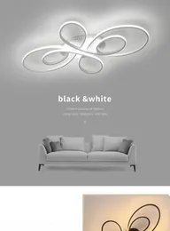 Nya vita/svarta moderna LED -taklampor för vardagsrum sovrum studierum dimbara taklampor fixturer