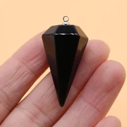 Pendant Necklaces Natural Stone Hexahedral Cone Pendulum Charms For Jewelry Making DIY Necklace Earrings Accessories 20x37mm