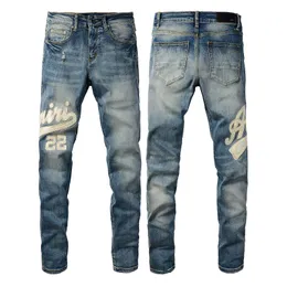 Designer Jeans Mens Denim Embroidery Pants Fashion Holes Trouser US Size 28-40 Hip Hop Distressed Zipper trousers For Male