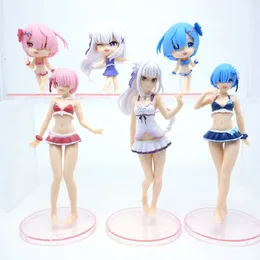 Action Toy Figures 6 Стиль Anime Re Life в другом мире от нулевого купальника REM RAM Sex Girl Figure Pvc Model Collection Toys 230616