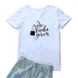 Women's T Shirts Zero Lucks Givet Tshirt Kvinnor Söt fyrbladklöver tryck Grafisk t-shirt Black Casual Kort ärmar Tee Shirt Femme