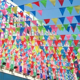 Banner-Flaggen, 80 Meter, handgefertigte Stoff-Wimpelkette, dreieckige Flaggen, Hochzeit, Festival, Wimpelkette, bunt, 230616