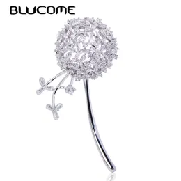 Pins Broschen Blucome Schöne Löwenzahnform Broschen Kupfer Kubikzircon Schmuck Pins Für Frauen Mädchen Kleidung Schal Hut Zubehör 230616