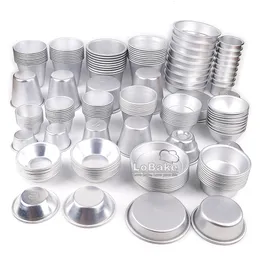 Baking Moulds 10pcslot Various cups design aluminum alloy cake cup moulds cheese cupcake pan jelly tart mold pudding tin for oven bakeware 230616