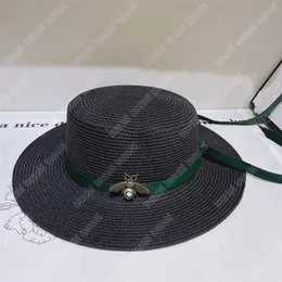 Bee Designer Straw Hat Wide Brim Woman Summer Luxury Beach Hat For Man Vacation Classic Riband Fitted Sunhat Bob Casquette