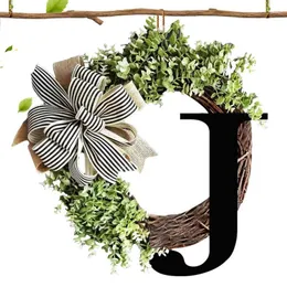 Decorative Flowers Initial Wreaths For Front Door Last Name Year Round Wreath With Green Leaves Hanger Spring