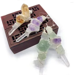 Pendant Necklaces Natural Crystal Winding Mineral Gem Simple And Elegant Men's Women's Jewelry Stone Amulet Color Irregular