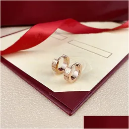 Stud Diamond Gold Earrings For Women Couple Jewelry Sterling Sier Clip On Earring Organizer Hoops Gemstone Crystal Plated Ohrringe F Dhrfx