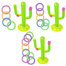 Giocattolo di gonfiaggio ad aria Gonfiabile Cross Ring Toss Gioco Piscina Giocattoli divertenti Summer Water Beach Party Puntelli Giocattolo Materasso ad aria con 4 cerchi 230616