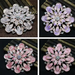 Brooches Factory Outlet Large Round Flower Pins 8 Colors Crystal Beads 70mm Charms Women Fashion Party Clothes Gift Jewelry C