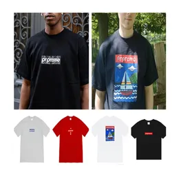 Mens t shirt designer t shirt par tshirt mode trendiga märke mångsidig bomullsbrev rymdskepp mönster tryckta skjortor män sport casual lös sommar appare