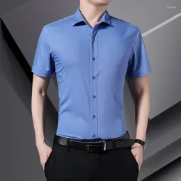 Mäns avslappnade skjortor smala tinta unifa abbigliamento uomo 2023 mode smart camicie con colletto rovesciato da