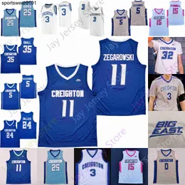 الكلية المخصصة Creighton كرة السلة Jersey NCAA Ryan Kalkbrenner Trey Alexander Baylor Scheierman Ryan Nembhard Arthur Kaluma McDermott