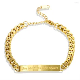Link bransoletki jinhui punk grawerowane, które uważa za kobietę dla mężczyzn parę złotych kolorów stali nierdzewnej gęstą biżuterię do łańcucha ręcznego
