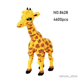 Bloki 4800pcs Model żyrafy zwierząt Bloków budulcowych Cartoon Giraffe Miniature Ornaments Prezenty dla dzieci Prezent R230617