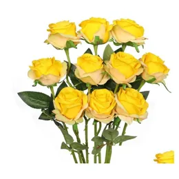 Fiori decorativi Ghirlande Beautif Seta Artificiale Rose Wedding Home Table Decor Bouquet lungo Disporre Pianta finta San Valentino Pr Dhdr1