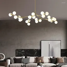 Lustres modernos nórdicos led lustre para sala de estar quarto jantar cozinha lâmpada de teto ramo dourado bola de vidro g9 luzes pendentes