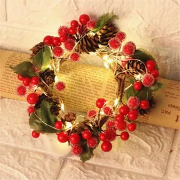 Dekoratif çiçekler diy Noel çelenk yapay ağaç rattan taç hafif ip ev kolye damla süslemeleri duvar asılı dekor