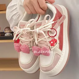 Bow Pink Shoes new Summer 2023 Корейская мода Универсальная сетчатая сетчатая дышащая повседневная свободная оригинальная дизайн zapatillas mujer