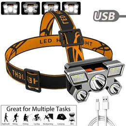 Faróis Drop 5LED com bateria embutida 18650 USB recarregável lanterna portátil lanterna farol acampamento ao ar livre 230617