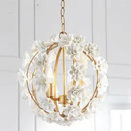 Żyrandole żyrandol LED Art Lampa Lampka Retro Vintage Royal Empire Ball Style Big Flower Modern LUSTRES SALIAL SALI