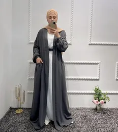 Etniska kläder 2023 Ramadan Eid Dubai Abayas för kvinnor Caftan Marocain Muslim Modest Kimono Cardigan Robe Arabic Turkish Islamic