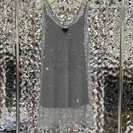 Plus Size Kleider Designer ärmelloses Damenkleid Schwarz Satin Sling Strass Glänzende Hohlweste 2-teiliges Set Lässige Mode Vielseitig 4XHH