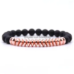 Frisado 10 pçs/conjunto natural preto fosco mala 8 mm contas de pedra pulseira presentes para homens e mulheres joias feitas à mão drop delivery pulseiras Dhhdk