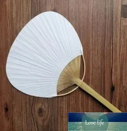 Ventilador de papel em branco da moda Diversos Ventilador circular de bambu Alça lateral Estudante Crianças Pintura à mão Caligrafia Ventiladores redondos chineses Faça você mesmo