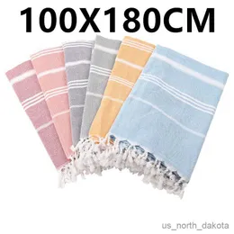 Blanket 100X180cm oversized cotton towel blanket suitable for bathing beach swimming pool SPA gym Striped bath towel R230617