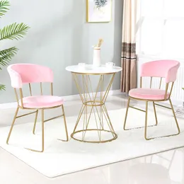 Nordic Light Luxury Negotiation Table Living Room Furniture Cafe Dessert Shop Metal Chair For Indoor Home Decor