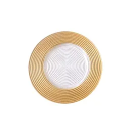 Dishes Plates Gold And Sier Threaded Glass Plate Western Food Steak Dessert Dinner Home Tableware Drop Delivery Garden Kit Dhoxr