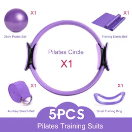 Kręgi jogi 5PCS Ball Ball Magic Pierścień Pilates Circle Exercise Sprzęt treningowy Odporność Fitness Wsparcie narzędzie narzędziem Stretch Band Gym 230617