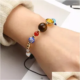 Bangle Universe Planety Koraliki Bransoletka UNI Moda Naturalny układ słoneczny Energia Ziemia Księżyc Braided Jewelrybangle LARS22 DROP DHAPID DHA7R