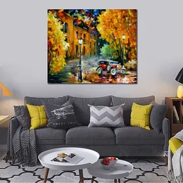 Textured Handmade Oil Painting Cityscapes Canvas Art Town Ii Modern Dining Room Decor